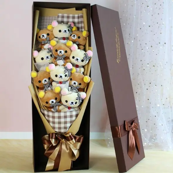 Graduate  Teddy Bear Stuffed Animal Plush Toy Lover Rilakkuma With graduation Flower Bouquet Gift Box Birthday Graduation Gifts