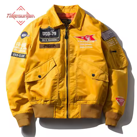 Spring Autumn Male Jackets Thin Army Green Motorcycle Ma-1 Aviator Pilot Air Men Bomber Jacket Embroidery Lapel All-Match