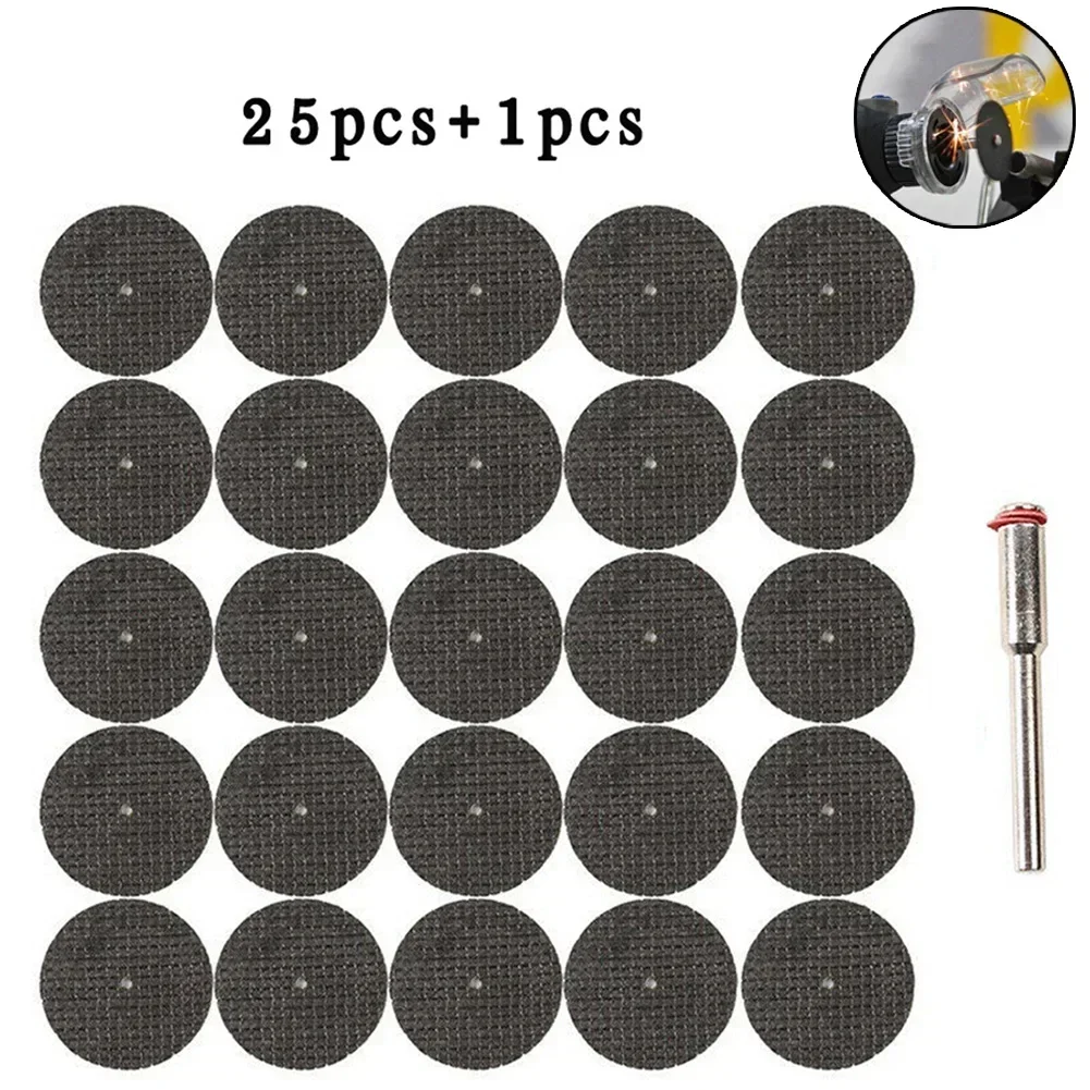 26pcs 32mm Cutting Disc With Mandrel Fiberglass Reinforced Cut Off Wheel Rotary Tool Discs Saw Blade Set