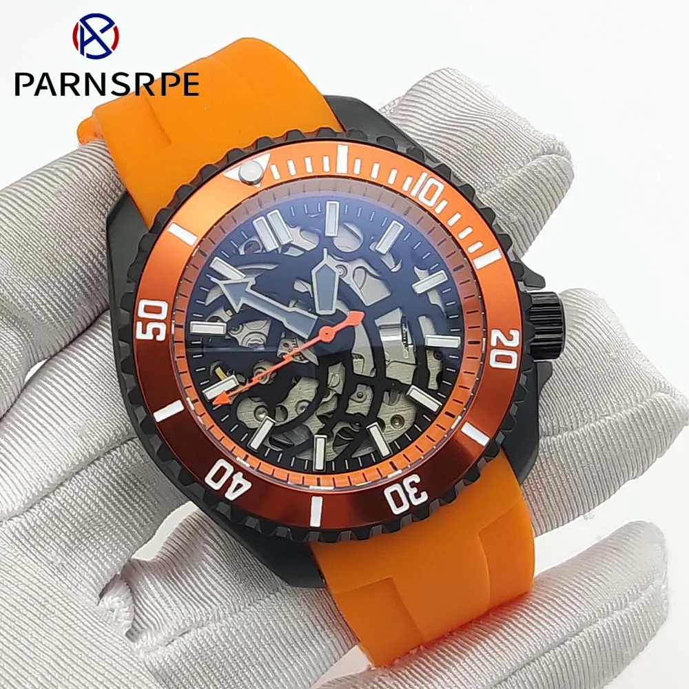 New orange coloured casual business watch, high quality sapphire glass, automatic mechanical watch with NH70 movement