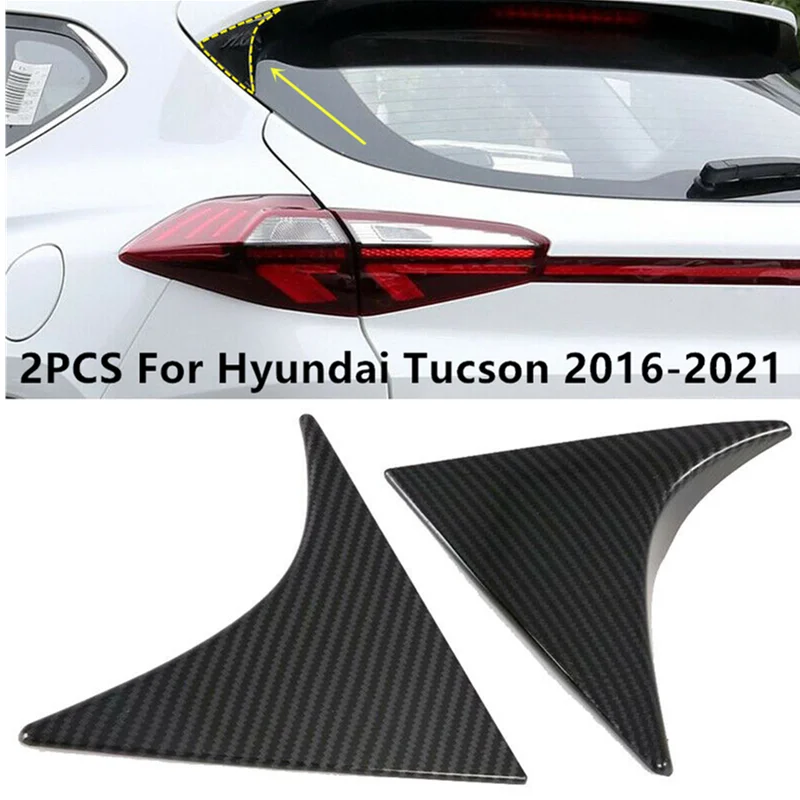 

New 2pcs Car Carbon Fiber Style Rear Window Spoiler Side Wing Sticker Cover Trim for Hyundai Tucson 2016 2017 2018 2019 2020