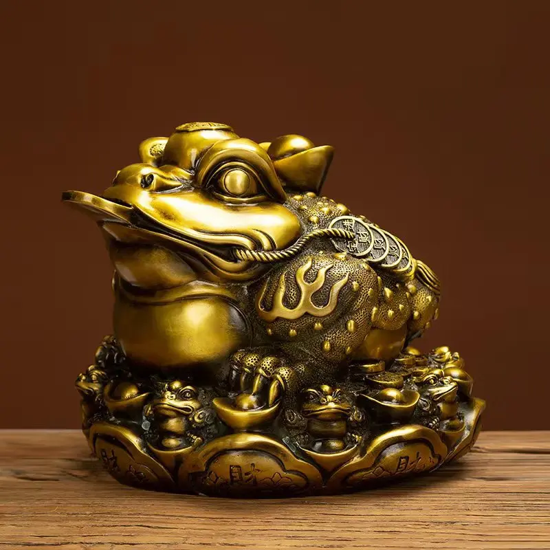 Copper Ingot Ornaments Shop Opening Gifts Three Feet Golden Cicada Toad Home Decoration Crafts