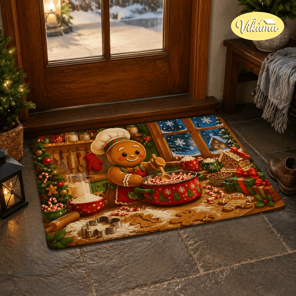 VIKAMA Christmas Entry Rug American Style Best-Selling, Water-Absorbing Bathroom, Bedroom, Living Room Foot Mat, Home Decoration