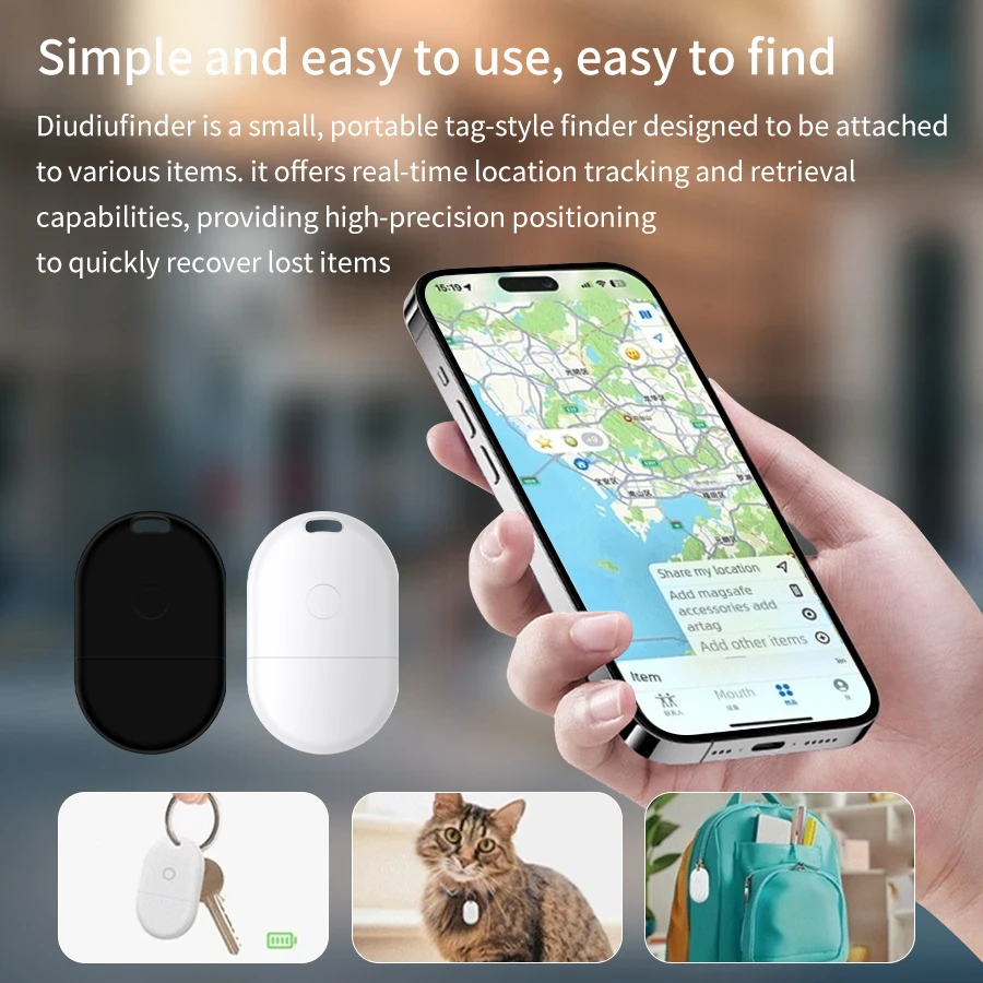 

Bluetooth Mini Tracking Device Smart Tag for IOS Find My APP Olders Kids Pets Car GPS Lost Tracker Anti-Lost Reminder Positioner