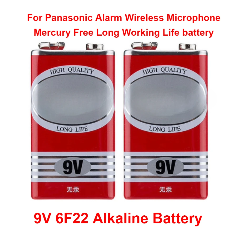 For Panasonic Alarm Wireless Microphone Mercury Free Long Working Life  9V 6F22 Alkaline Battery