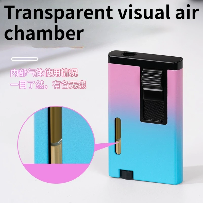 

NEW Compact Transparent Air Chamber Red Flame Lighter Windproof Inflatable Gradient Lighter Men's Gift Cigarette Accessories