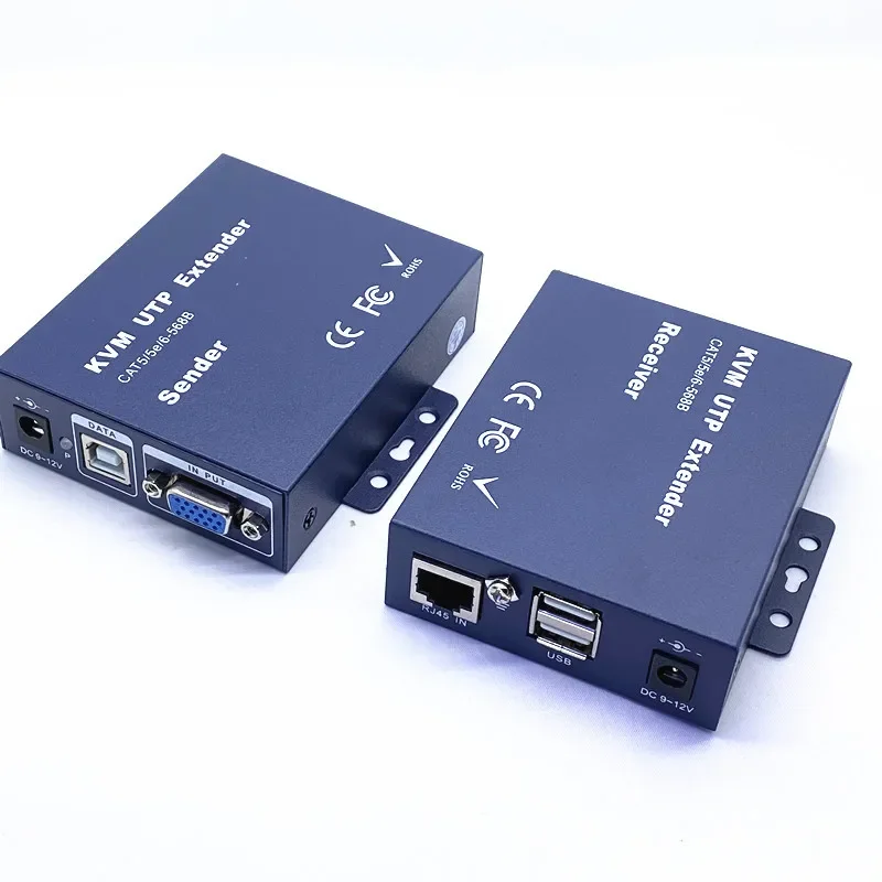 1080P USB VGA KVM Extender over Cat5e/6 Ethernet Cable to 100M/200M/300M VGA USB Extender Transmitter Support USB Keyboard Mouse