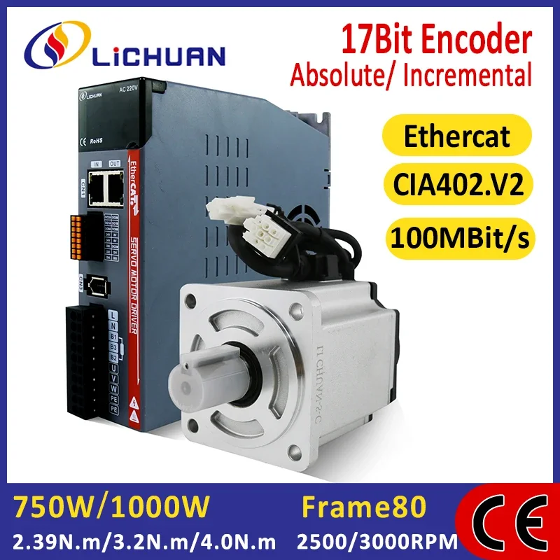 2026 LC10E20E Ethercat 750W1000W 2500/3000RPM 4.5/5.8/4.6A AC Servo Driver Motor 2.39/3.2/4.0N.m AC Servo Motor Driver Controlle