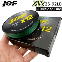 Línea de pesca trenzada de fuerte resistencia JOF, 12 hebras, 500M, hilo principal de PE, hilos multifilamento de 0,14/0,16/0,23/0,28/0,32/0,37/0,40mm