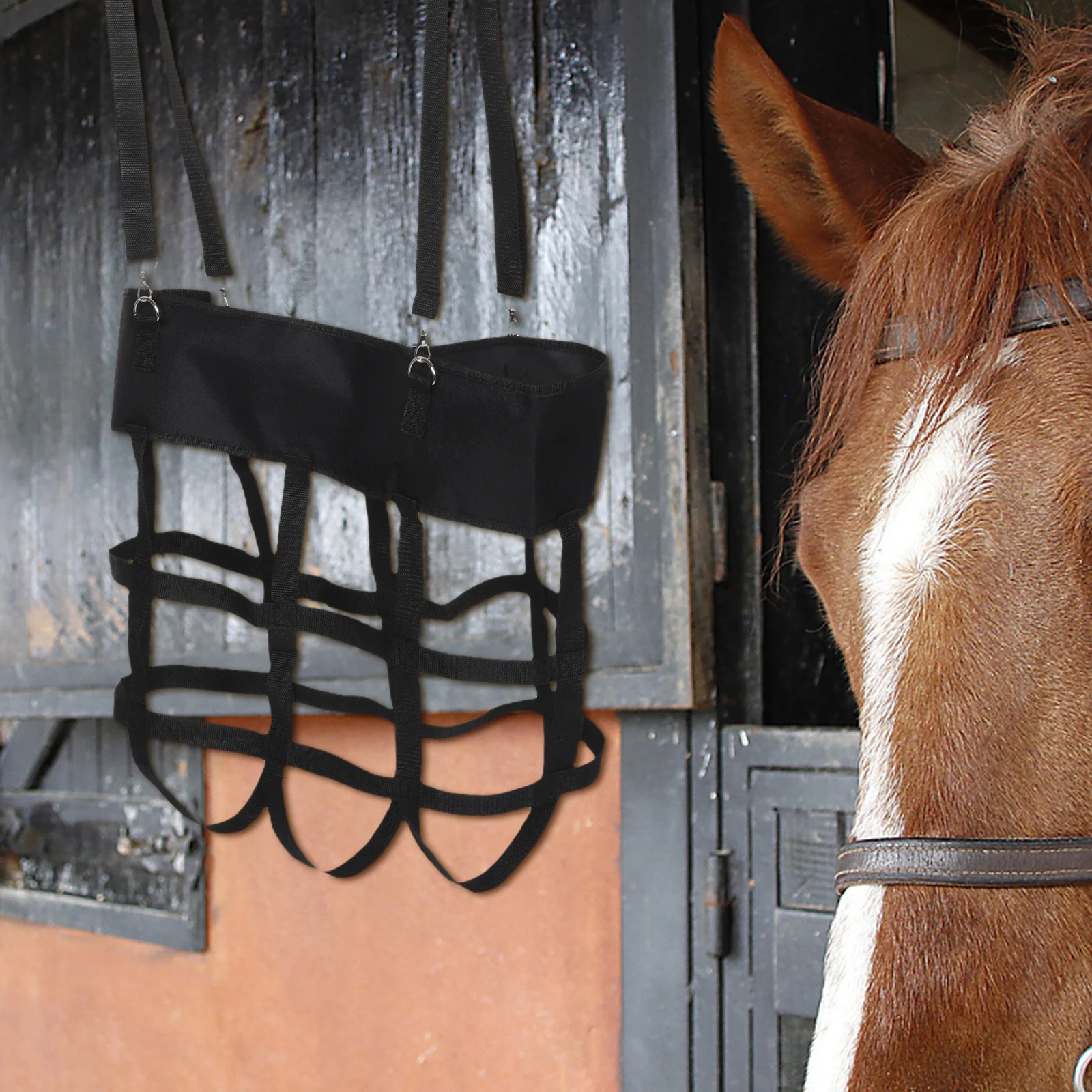 حقيبة حامل مروحة صندوقية قابلة للتعديل لكشك الحصان معلقة بطيئة التغذية القش حقيبة جدار جبل حامل مروحة للحظيرة والمستقرة #1