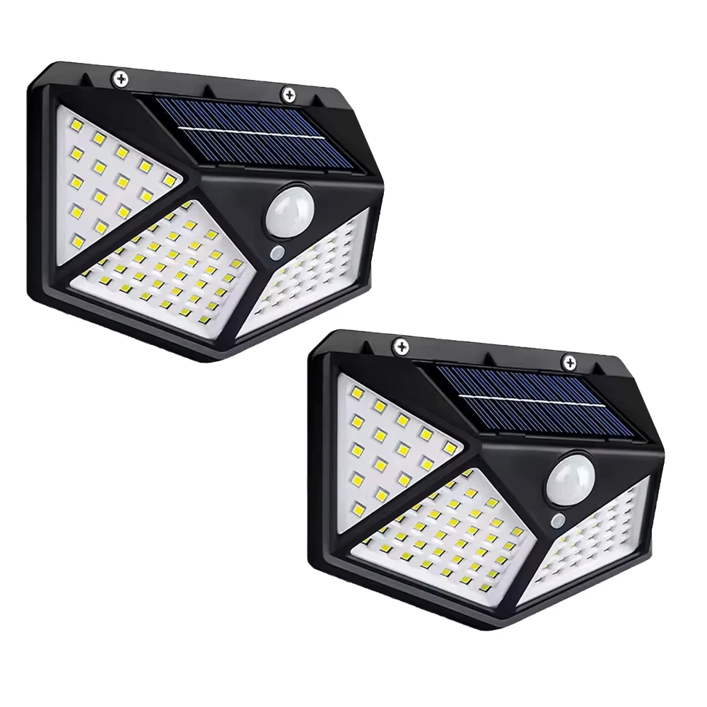 Inteligentne solarne lampy ścienne LED z czujnikiem ruchu, 100 LED, wodoodporne, zasilane energią słoneczną, lampy ochronne na ścianę, do ogrodu, na płot. — zdjęcie 2
