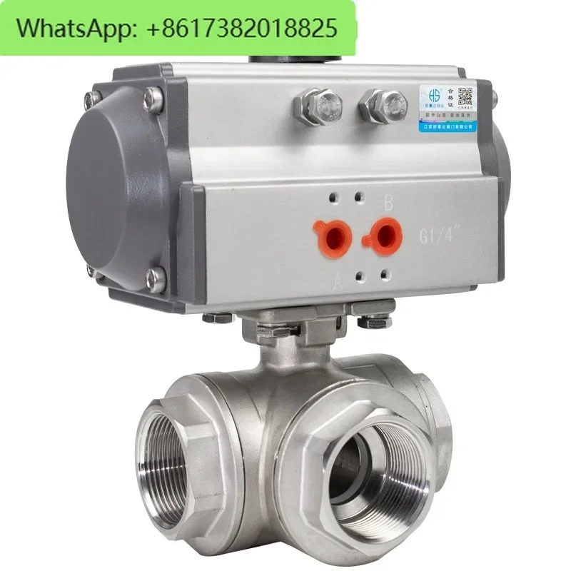 

Пневматический трехходовой шаровой кран Q614F, пряжка из нержавеющей стали, клапан Q615L, тип T, тип DN15 20, 25, 32, 40, 50