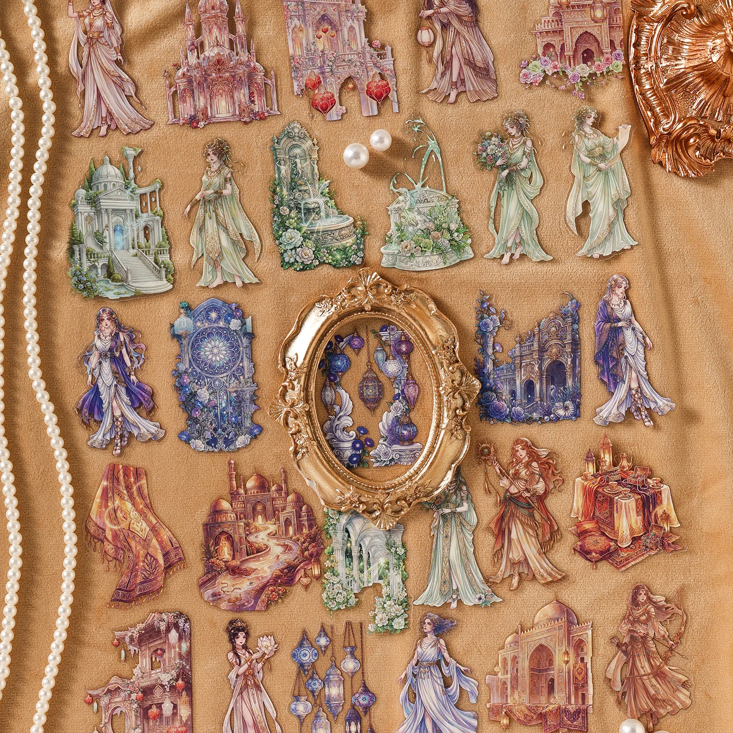 10 Pcs Retro Sticker Set Sacred Realm Palace Shadow Journal for Scrapbooking DIY Craft