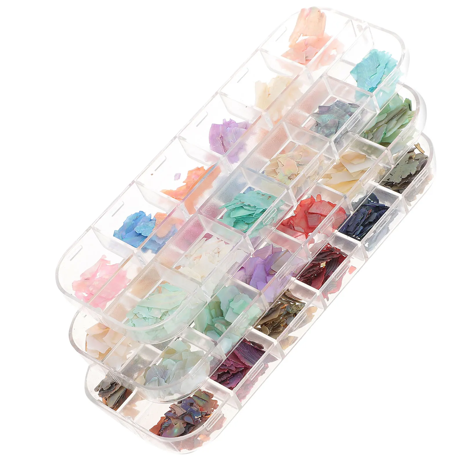 3 cajas de 12 rejillas para decoración de uñas, parche de brillo Irregular, abalorio para manicura, escamas de concha, pegatinas para uñas, accesorios de manicura