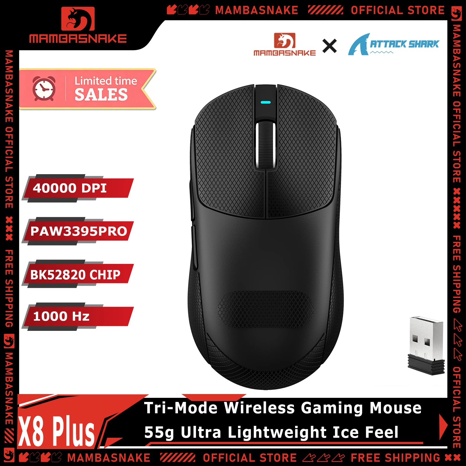 mouse-da-gioco-wireless-attack-shark-x8plus-tri-mode-24g-paw3395pro-55g-ultraleggero-1000-hz-40000dpi-ergonomico-per-pc-e-laptop