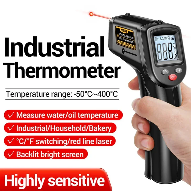 ANENG TH201 Celsius Display Digital Infrared Thermometer Highly Sensitive Non-contact Temperature Measuring Gun Hygrometer