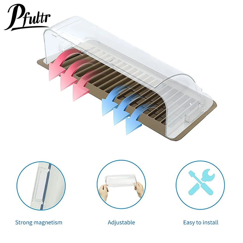 1PCSHigh Quality Transparent Magnetic Air Deflector Adjustable Suitable For Floor Vents，Side Walls