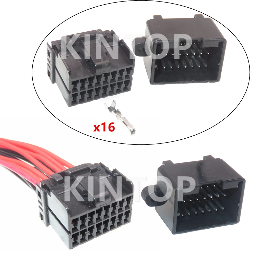 1 Set 16 Pins Automobile Electrical Socket AC Assembly With Wires 174046-2 174053-2 174046-1 Car PCB Connector Auto Wire Adapter