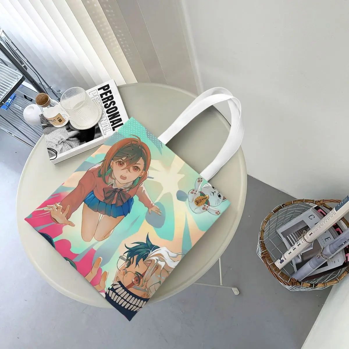 

Dandadan Cartoon Anime Manga Shopping Bags Canvas The Tote Bag Foldable for Ladies Shoulder Tote Travel Handbag