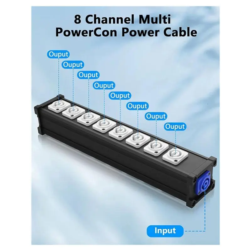 ALIM-Pro Audio لأضواء المسرح، شاشات LED، 16A 8 قنوات متعددة Powercon كابل الطاقة اندلاع للرؤوس المتحركة