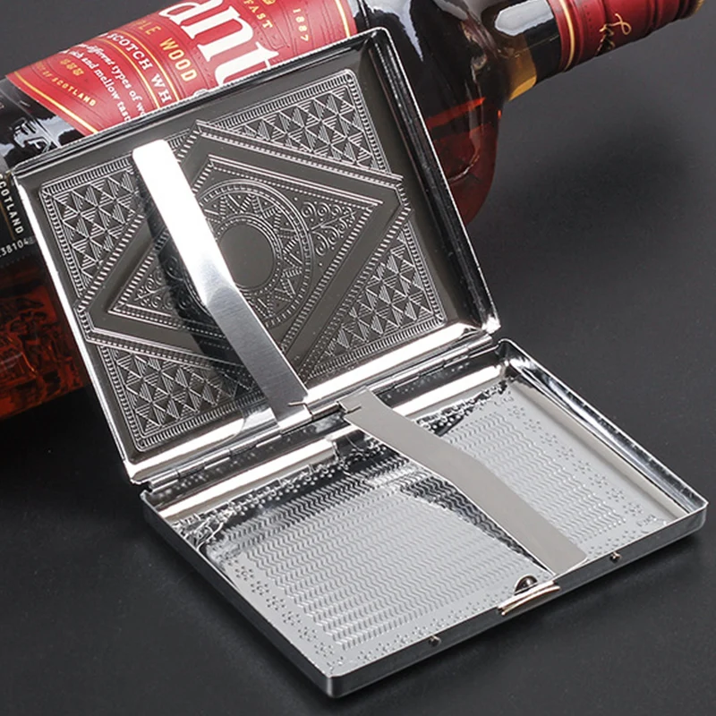 4 Type Metal Alloy Cigarette Case for 20 Cigarettes Storage Box Holder Smoking Tools Smoke Humidor Pattern Randomly Portable