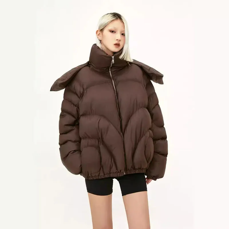 [ZOCI] Oversize Jacket, Hooded Men's Winter Plush, Thick Warm, Loose Fitting Couple Bread Cotton Jacket