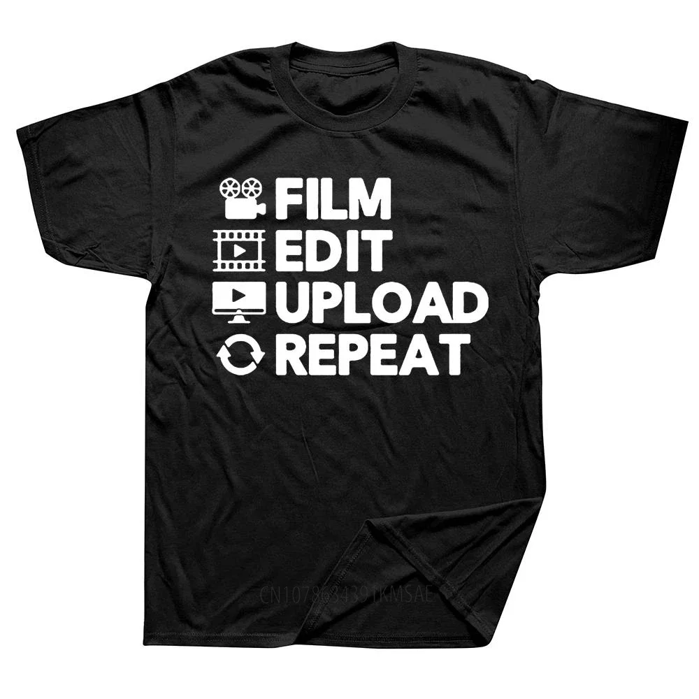 New Summer Video Editor Uploading Film Editing Funny Slogan Birthday T-shirts Men Short Sleeve Cotton T Shirt Man Clothing