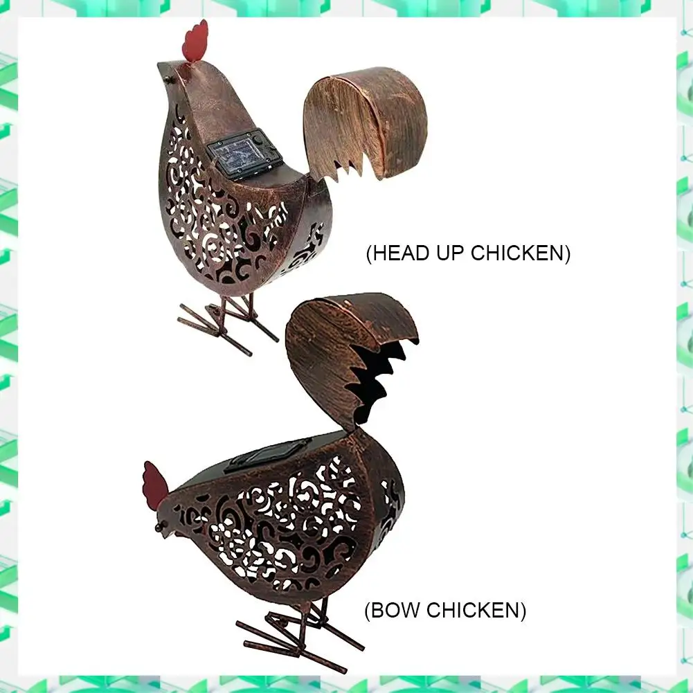 

FIZP Wrought Iron Solar Chicken Lanterns Retro Hollow Solar Lights With Handle Outdoor Solar Garden Lights Decor For Yard