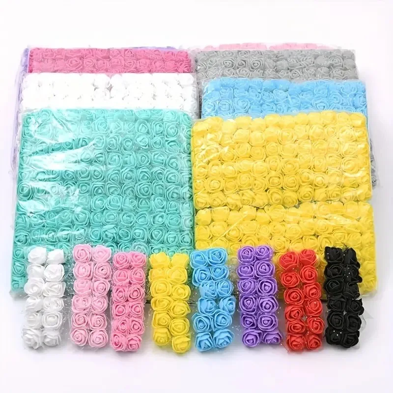 

Gift Flowers 144pcs 2cm Foam Artificial Rose Flower Heads For Wedding Party Home Decoration DIY Craft Wreath Weaving Material