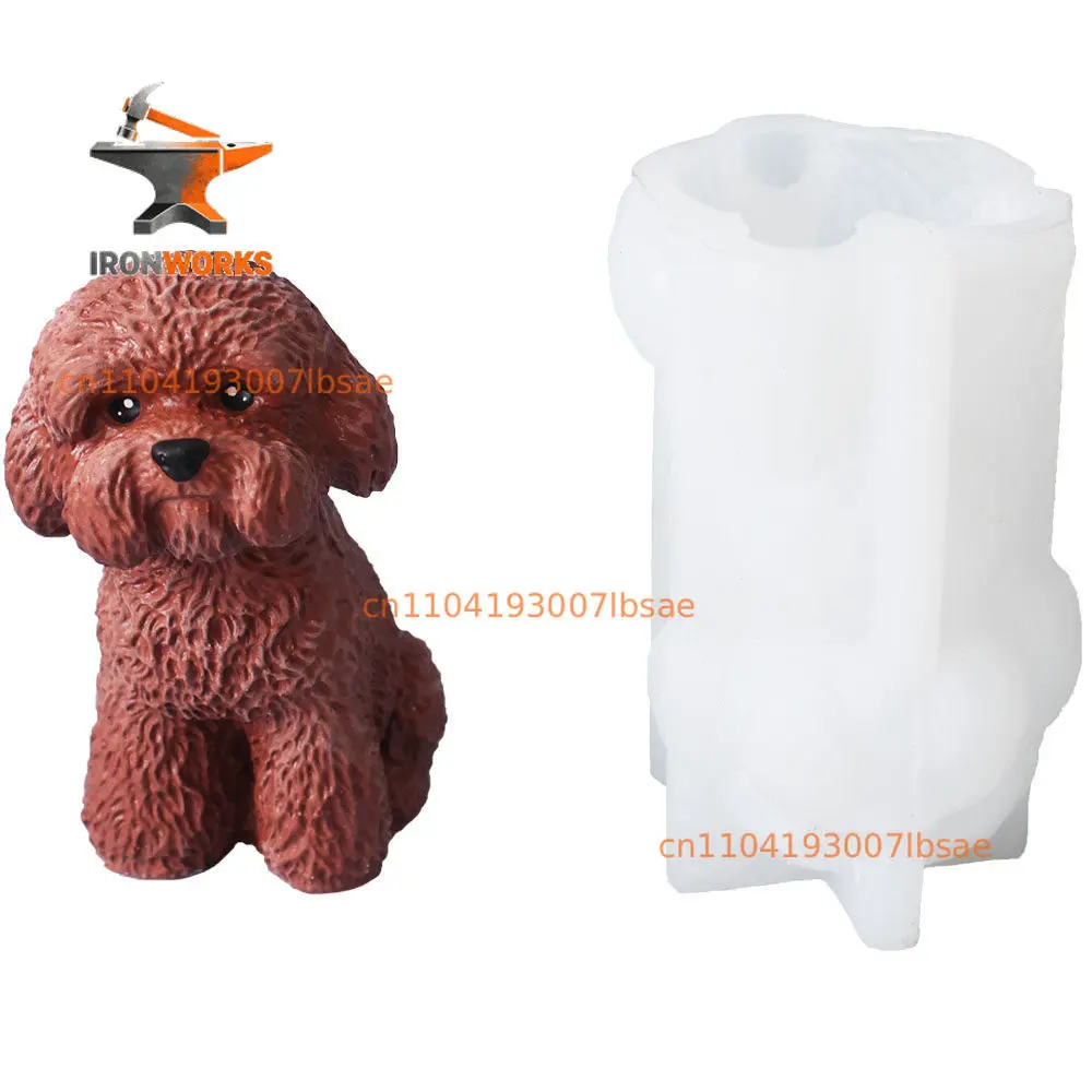 Cute, plaster candle kneading silicone mold DIY sitting puppy chocolate ice cream silicone mold