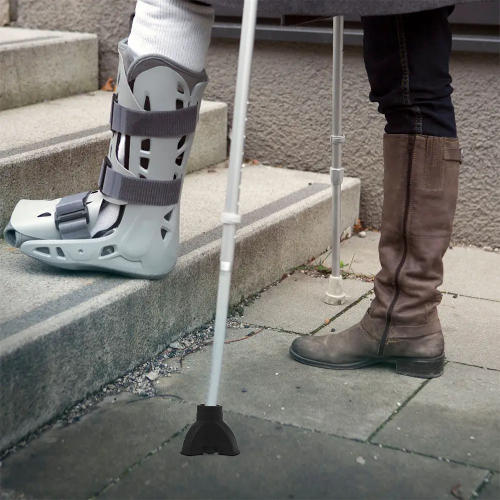 4Pcs Rubber Triangular Crutch End Mats Non-Slip Walking Stick Covers Anti-Wear Protector for Hiking Trekking Poles