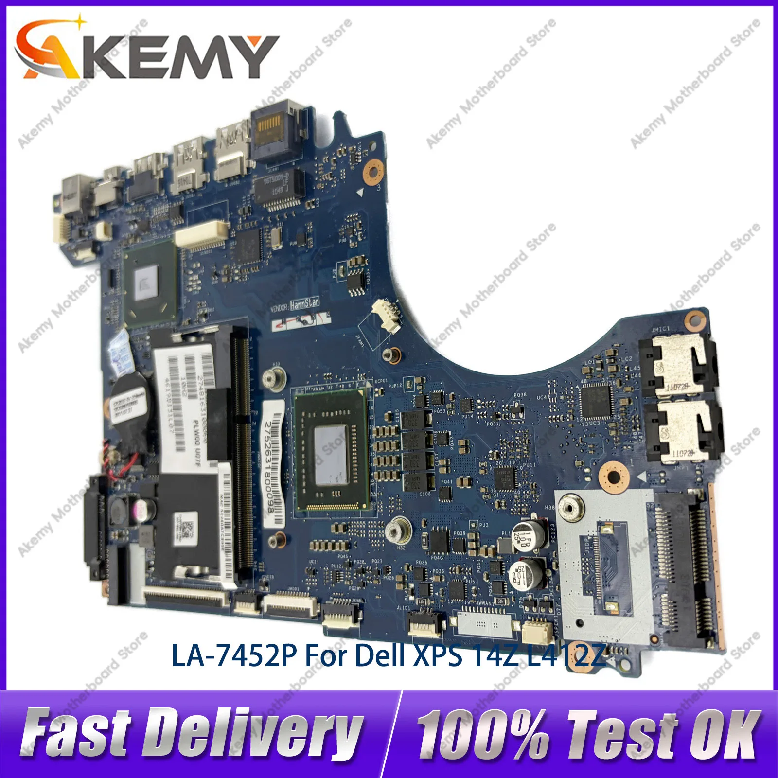 

For DELL XPS 14Z L412Z with i5 i7 CPU Motherboard CN-0V83FX CN-0FYY8M PLW00 LA-7452P 100% Fully Tested