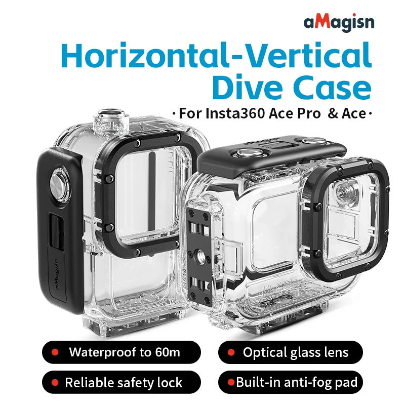 For Insta360 Ace/Ace Pro Waterproof Housings 60M Dive Case Adapter HD Anti-fog Transparent Protective Shell Camera Accessories