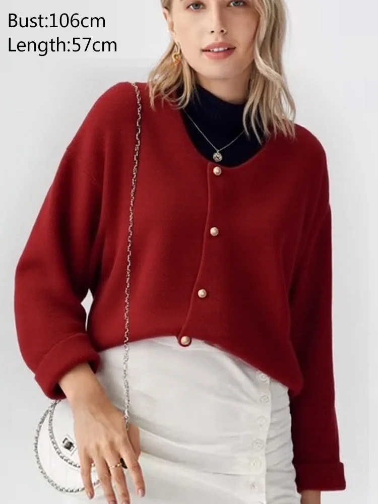 موضة جديدة واحدة الصدر سترة سترة المرأة الخريف الشتاء طويلة الأكمام المرأة البلوزات معطف أبلى فضفاض غير رسمي #1