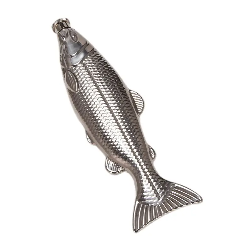 AC23-10 Set Fish-Shape Hip Flask 5Oz Bottle Mini Pocket Flask Stainless Steel Party Drinkware For Outdoor