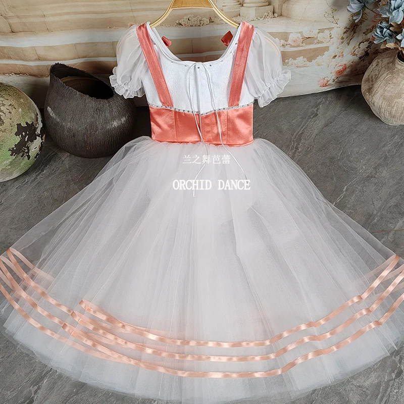 BT2507021 جودة عالية حجم مخصص للأطفال الفتيات الباليه الرقص أداء ارتداء Gilsay فستان توتو رومانسي طويل أحمر