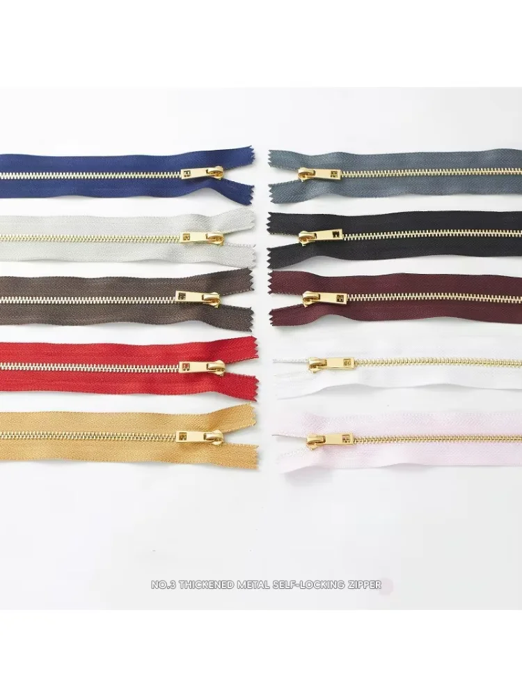 (5pcs) 3# handmade bag closed tail metal zipper Light gold teeth titanium alloy teeth zipper 20cm