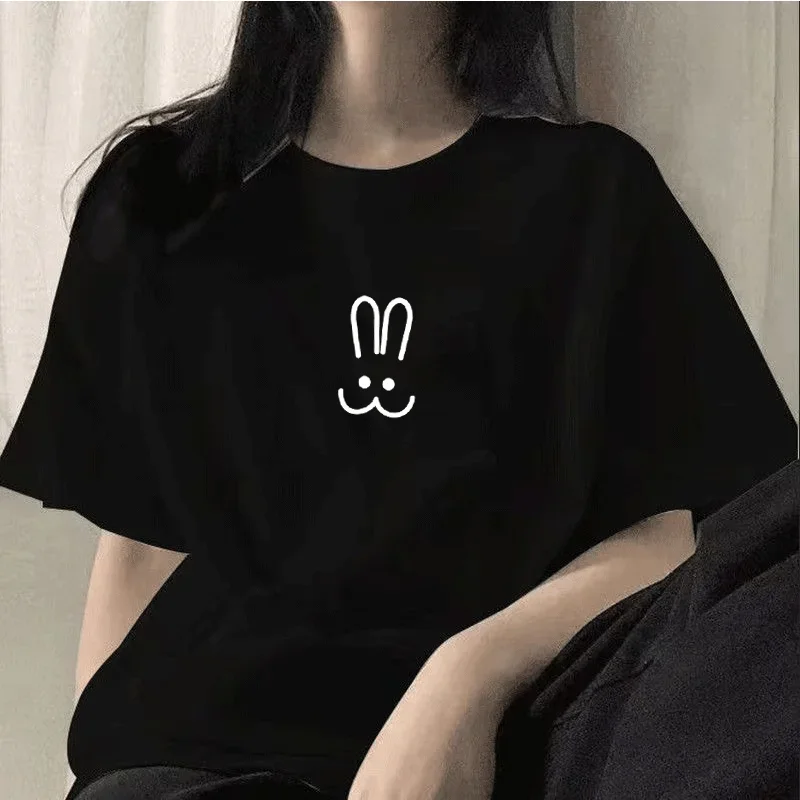 Top Female Summer Outfit Cotton Baggy Women's T-shirt Graphic Short Sleeve Yk2 Korean Reviews Clothes 2024 High Quality Style