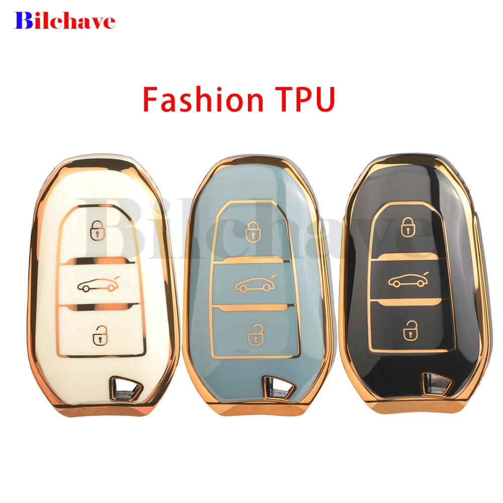 

jingyuqin Auto Key Shell Case Cover TPU For Peugeot 308 408 2008 3008 4008 5008 Citroen C4 C4L C6 C3-XR Remote Car Accessorie