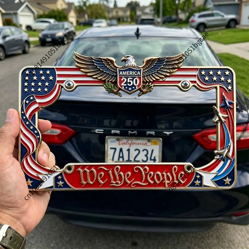 USA Patriotic License Plate Frames Multi Purpose Standard Vehicle Plates Accessory Car Tag Holder for Car Celebration & Party
