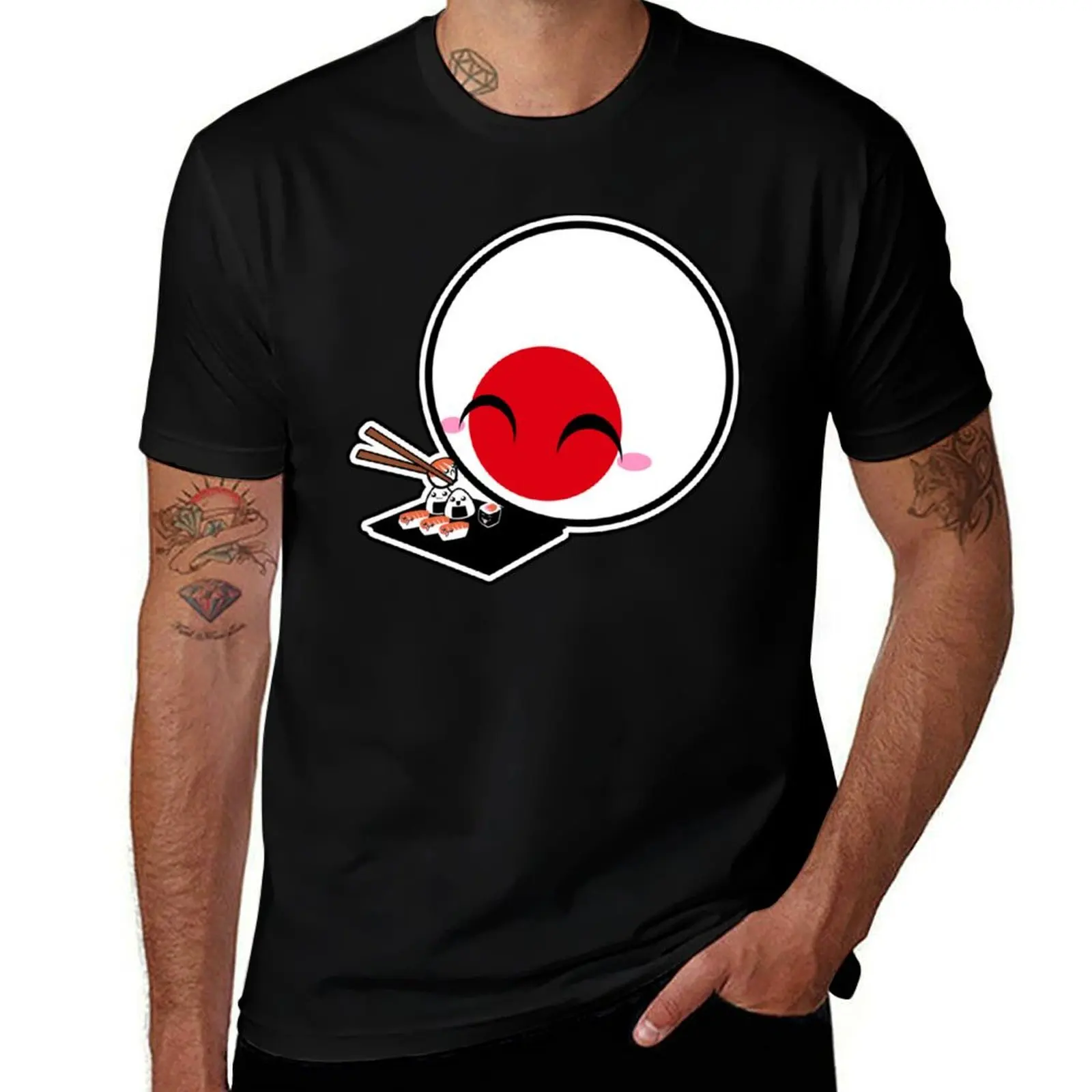 

Japanball - Sushi - Polandball Countryball T-Shirt Functional Casual Short Sleeve Tee
