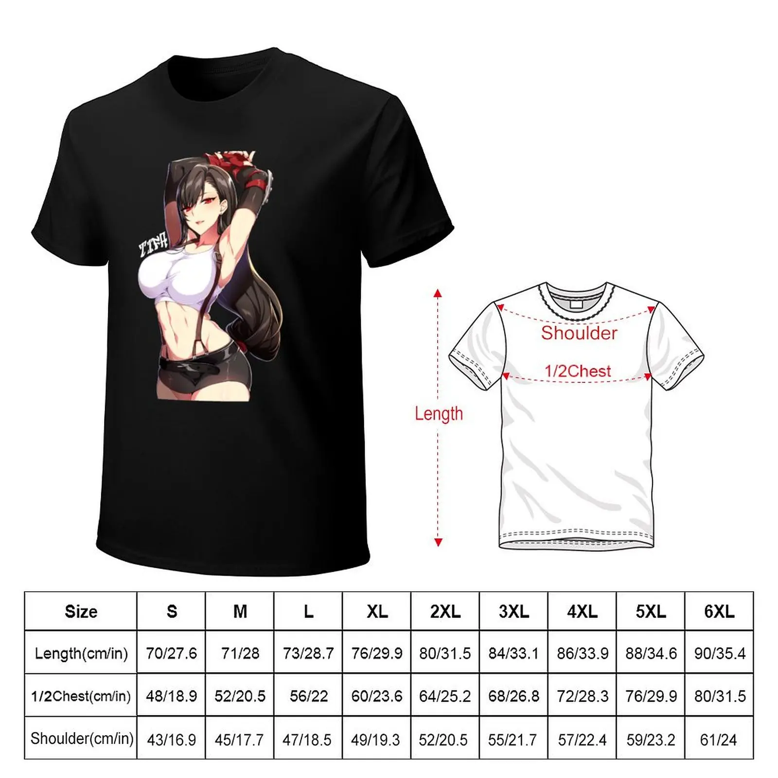 Tifa Lockhart Sexy FF7 Remake T-Shirt Simple Solid Color Crew Neck Tee