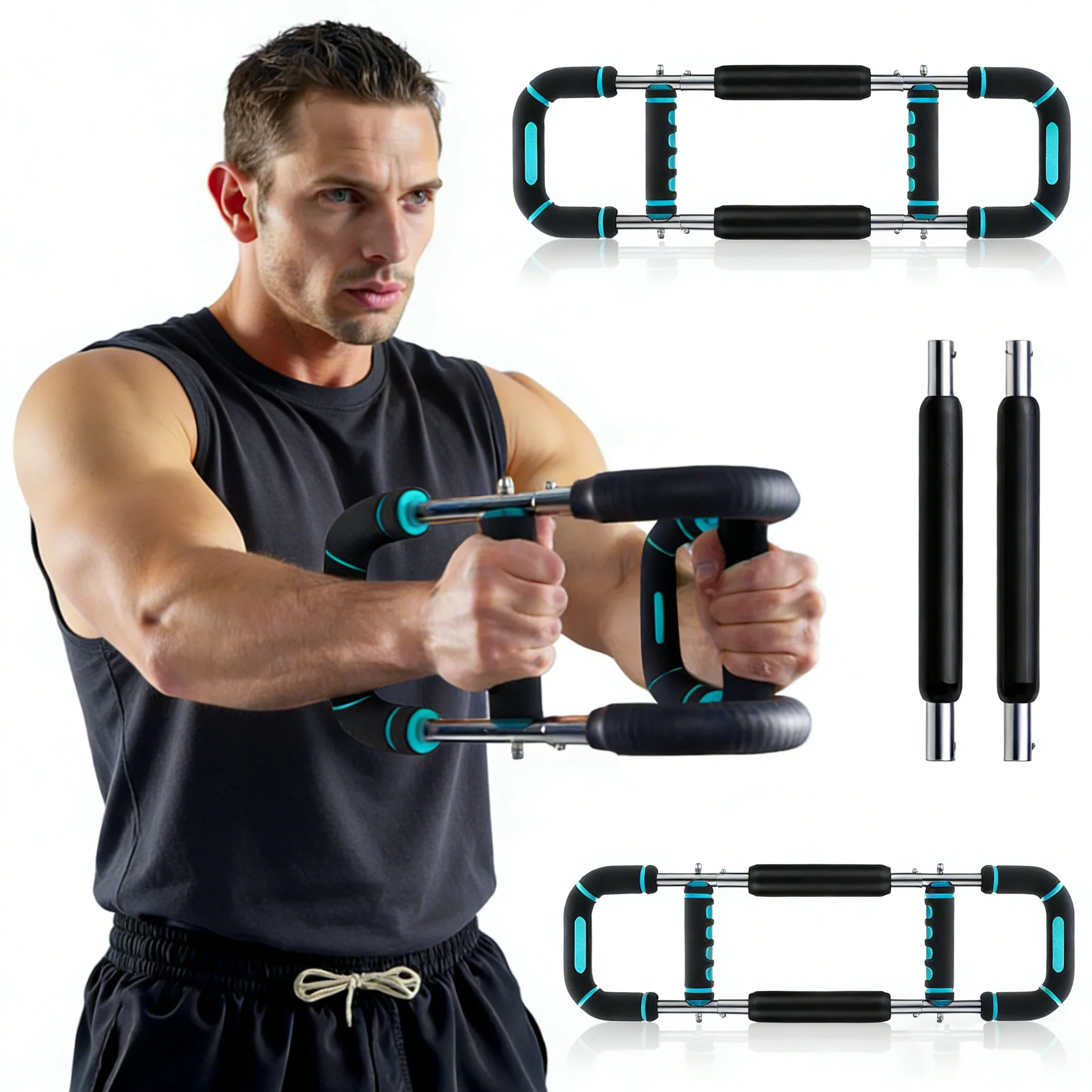 Image of Multifunktionale Liegestützgriffe mit abnehmbaren Handgriffen, rutschfeste Schaumstoffgriffe für Liegestütze, Brust-, Arm- und Schulterkrafttraining, tragbares Heim-Fitnessgerät