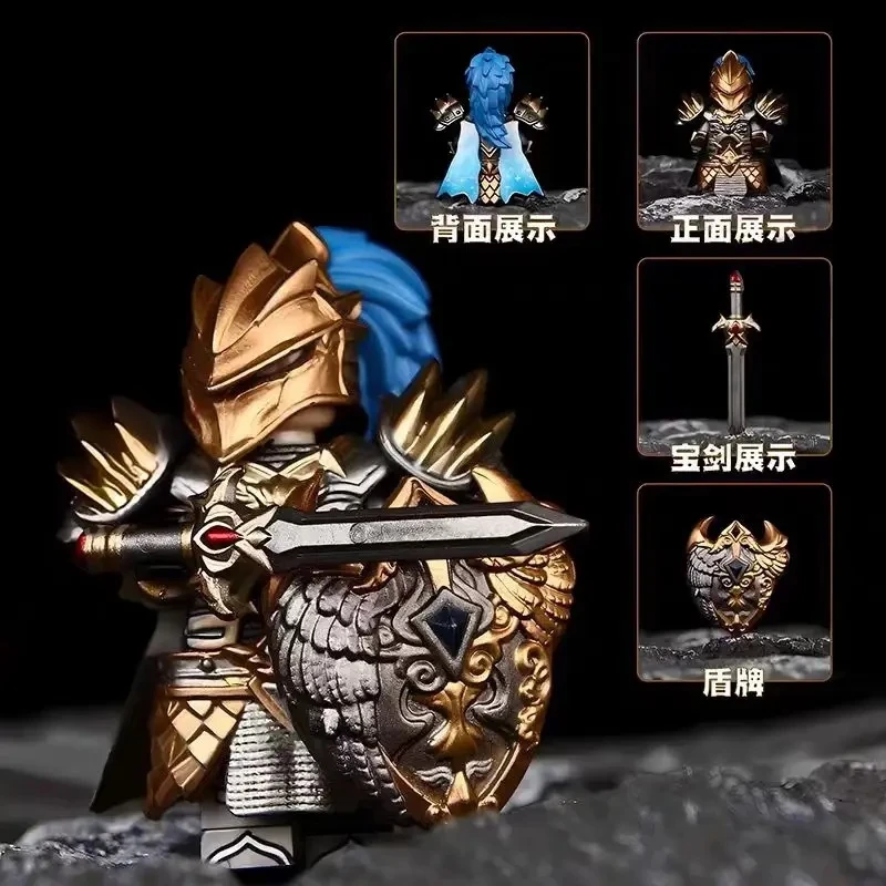 Mittelalterlicher runder Tisch, Ritter, zusammenbauen, kompatible Ziegel, Berserk Guts, Puzzle, Actionfiguren, Modellbausteine, Puppenspielzeug, Geschenke