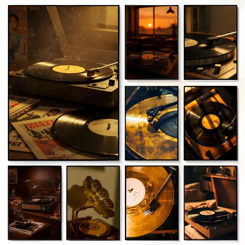 Retro Decor Vintage Record Player Poster American Film Mural Home Childrens Room Wall Decor Print