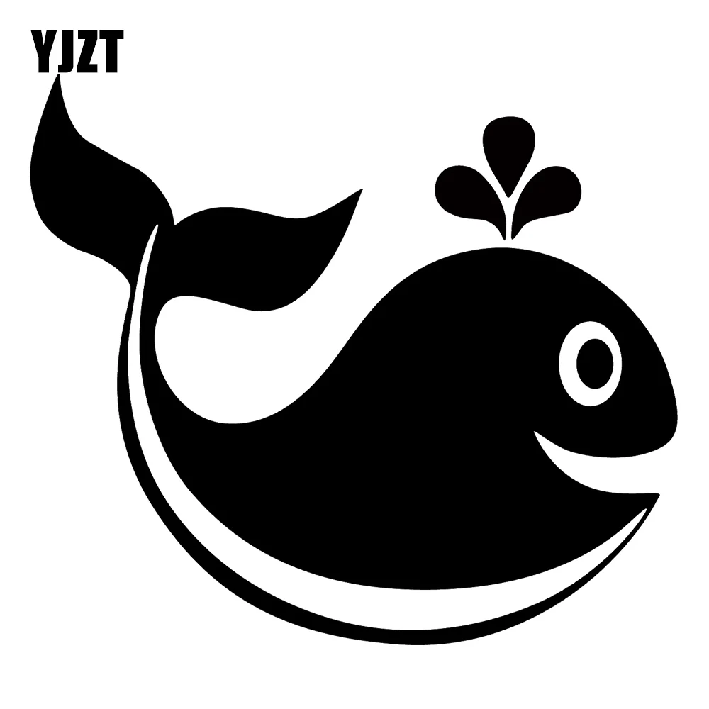 YJZT 12cmX10.5cm Cute Animal Whale Fish Vinyl Decal Black Silver Decor Car Stickers