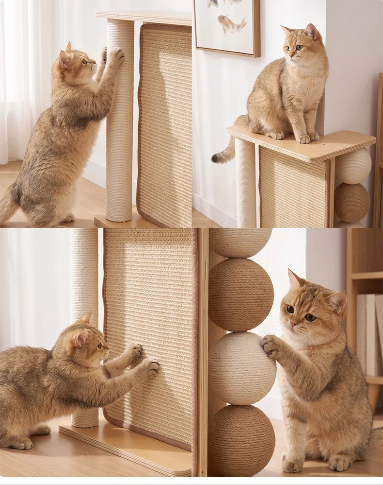 Sofa Corner Cat Scratching Post Couch Protector Sisal Scratcher Board Solid Wood Cat Scratchers Indoor Side Table Cats Furniture