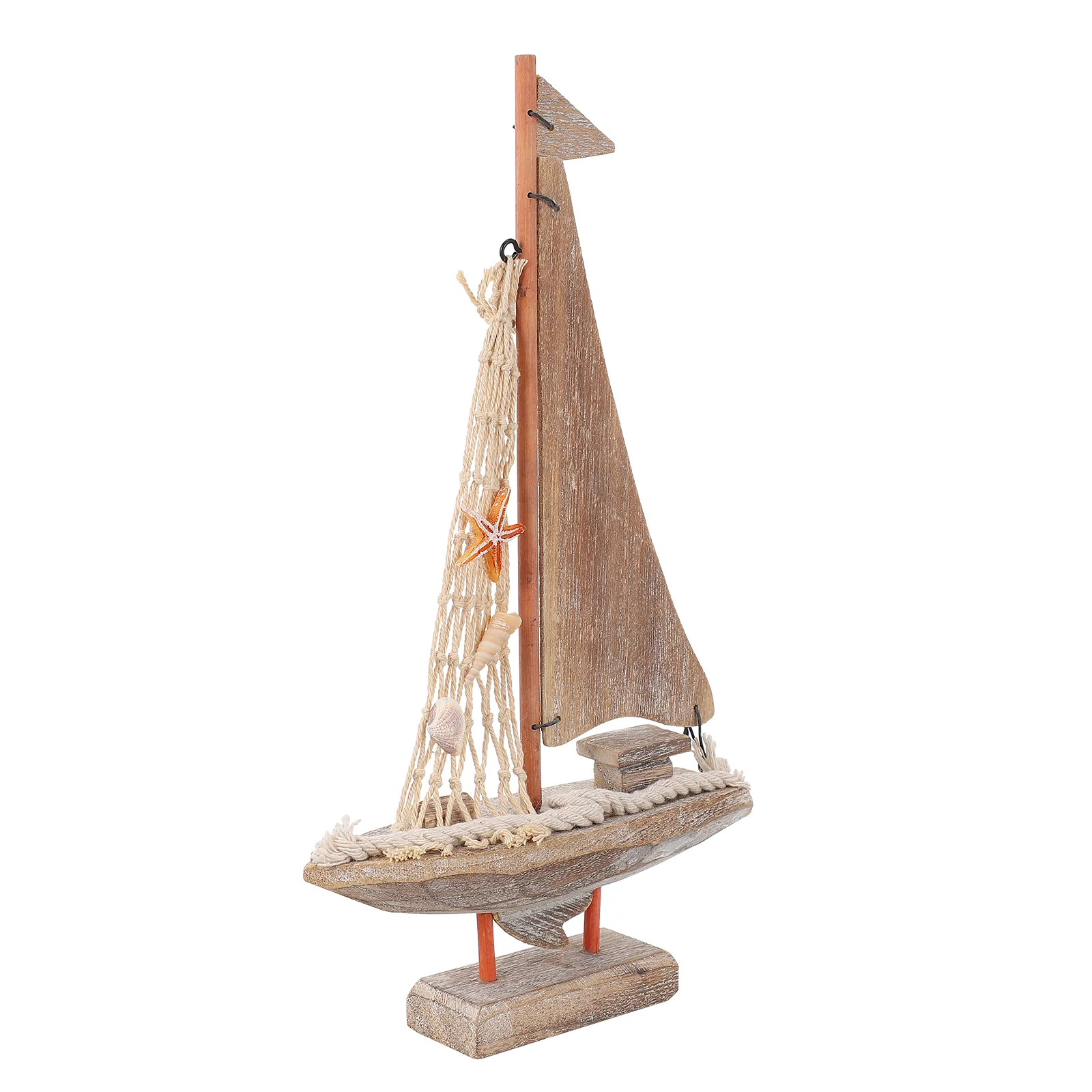 Americana Decorations Woodsy Retro Sailboat Ornaments Wooden Ship Model Tabletop Vintage