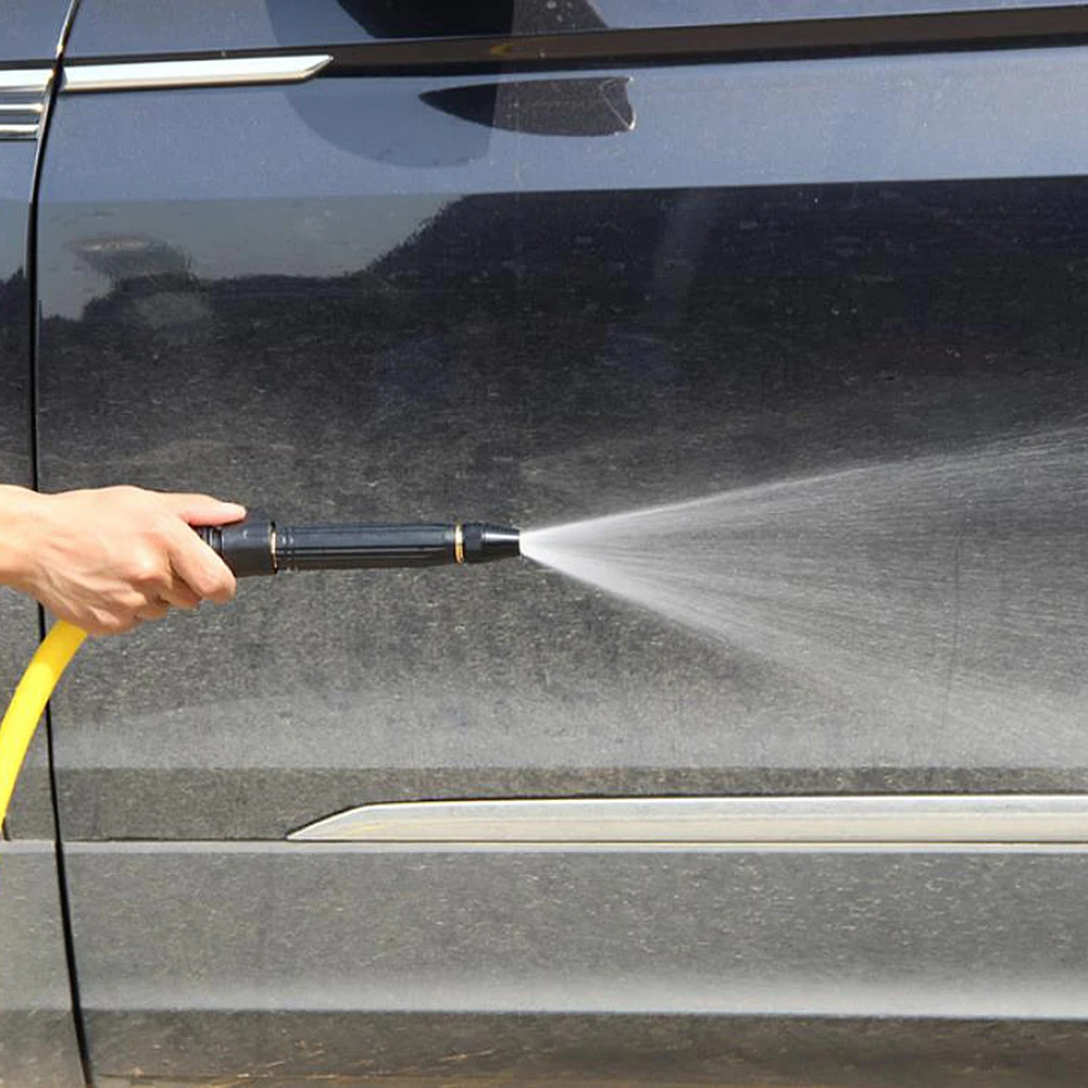 

Черная соска с прямым распылением, водяной пистолет, регулируемая металлическая мойка автомобиля, прямая насадка, поворотный переключатель на 360°, распылитель водяного шланга