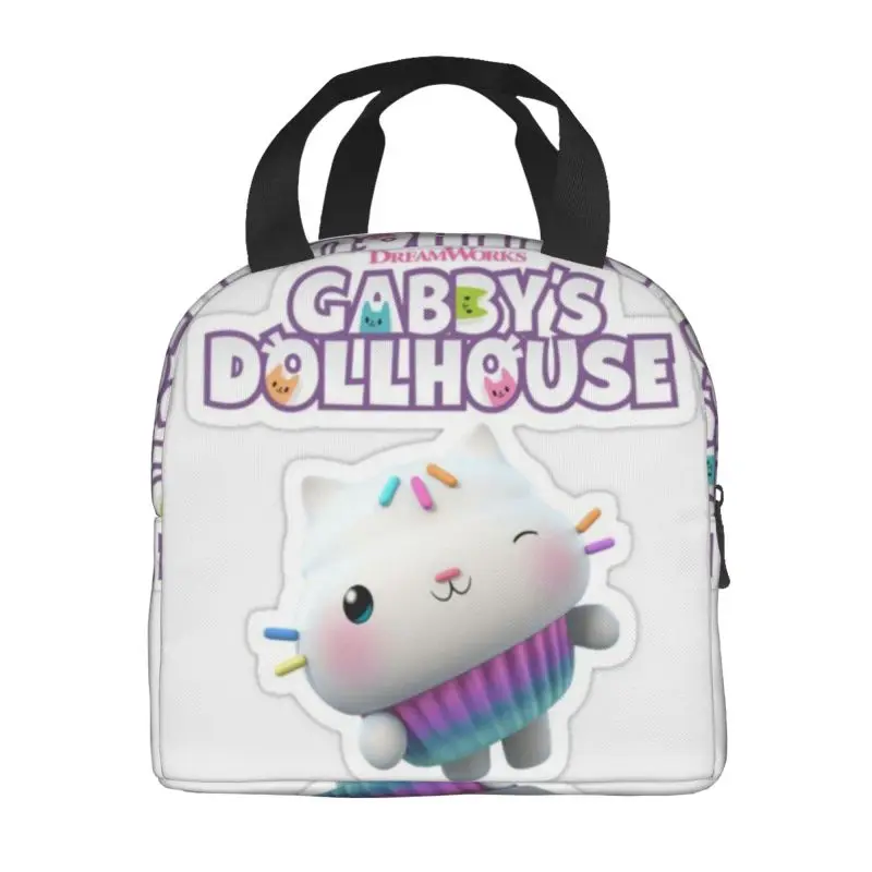 Gabbys Dollhouse Resuable Lunch Box for Waterproof Adorable Cartoon Gabby Thermal Cooler Food Insulated Lunch Bag Office Work